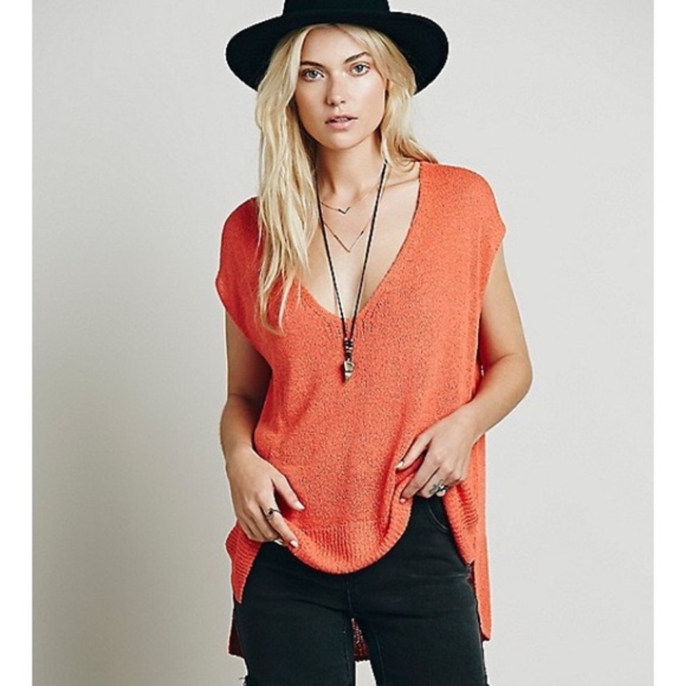 Free People Coral Sweater Tee